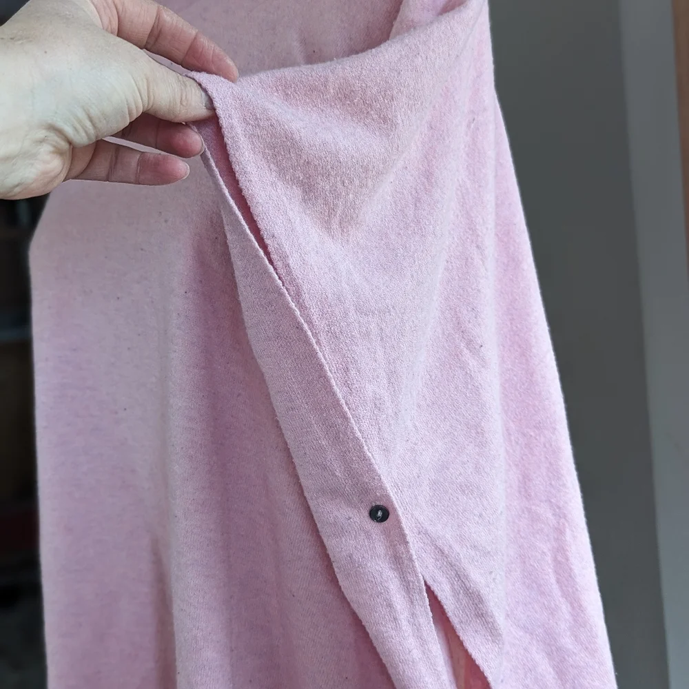 ECHO 23 NYC Convertible Women's Poncho Sweater -PEONY PINK Gray Trim-One Soze